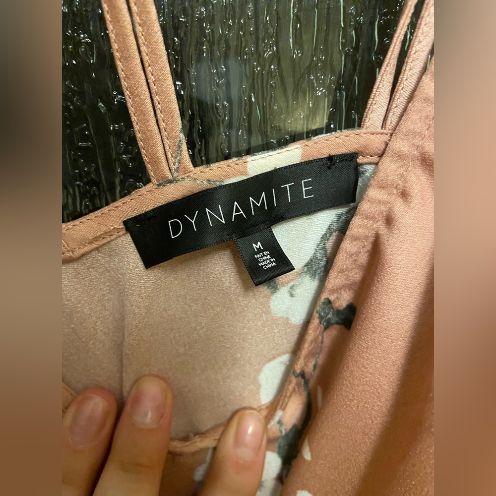 NWOT Dynamite Satin Floral Midi Dress - Picture 3 of 4